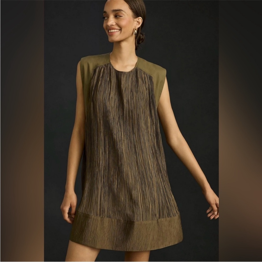 By Anthropologie Pleated Mini Dress NWT